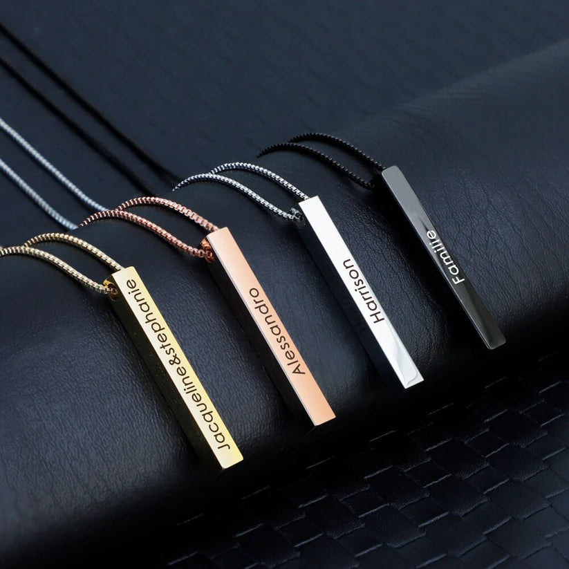Náhrdelník Bar 3D Gravírovaný - Personalizovaná elegance